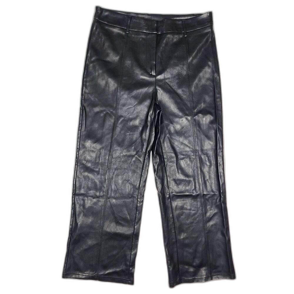 7 for all mankind Faux Leather Cropped Black Pants Size M NWT